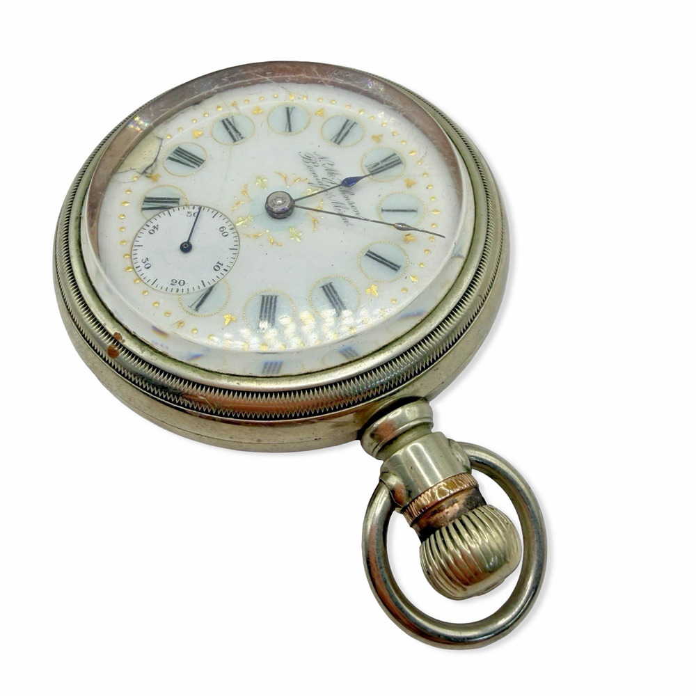 Antique NM Johnson Bemidji MN Pocket Watch Fancy Dial Thick Crystal Runs - Picture 5 of 15
